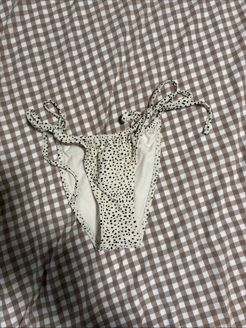 Xhilaration Cream Bikini Bottoms with Black Dot Print